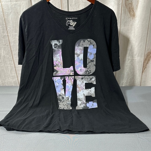Just My Size Tops - JMS Black Graphic T-Shirt with LOVE Print